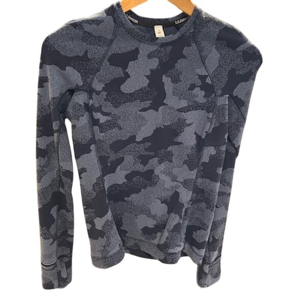 LULULEMON Blue Camo It's Rulu Run Fleece Long Sleeve Shirt Women's Size 4 - Picture 1 of 11